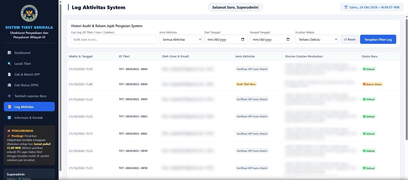 Sistem Tiket Kendala — field issue ticketing system